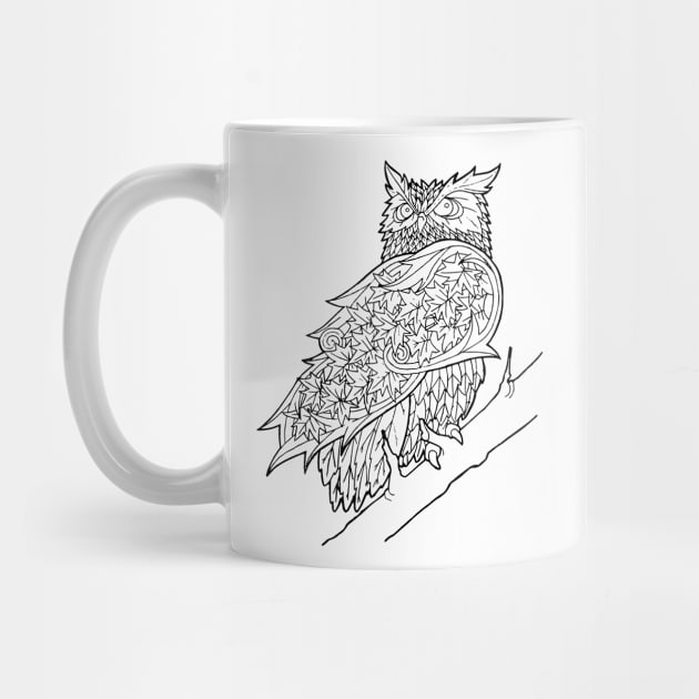 Floral Owl (black) by RobRetiano